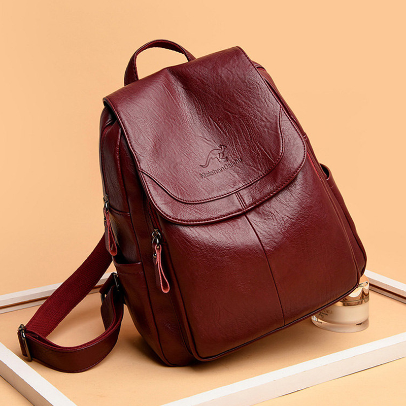 Leather Backpack Vintage - Mochilas de cuero suave para mujer