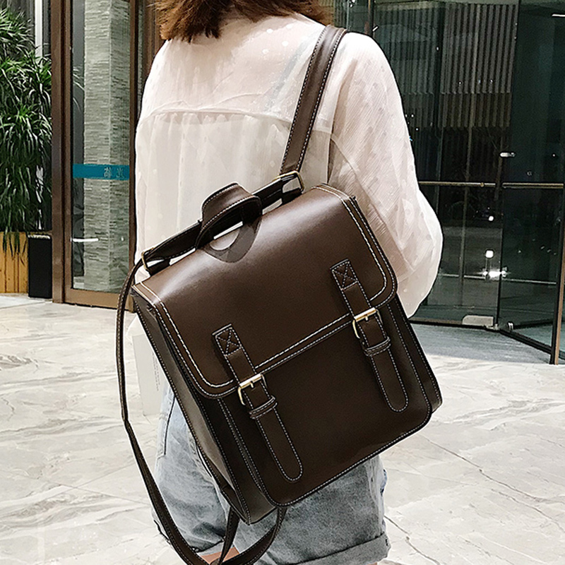 Leather Backpack Vintage - Mochila Vintage de cuero Pu para