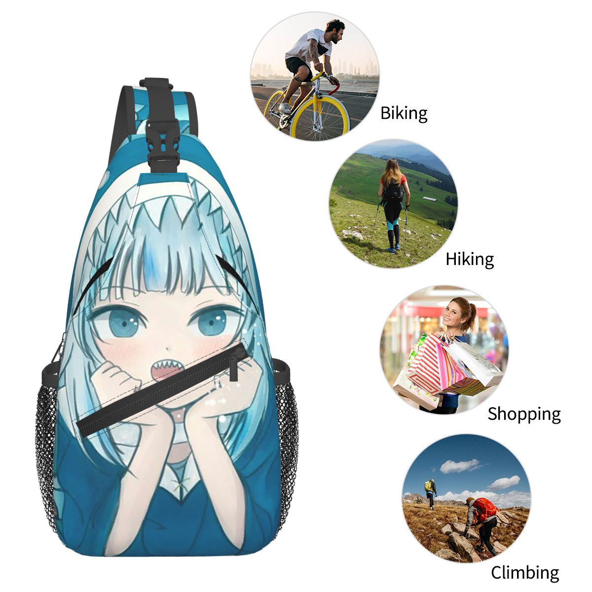 Sling Backpack Shoulder - Hololive Virtual Host Group Gawr Gura