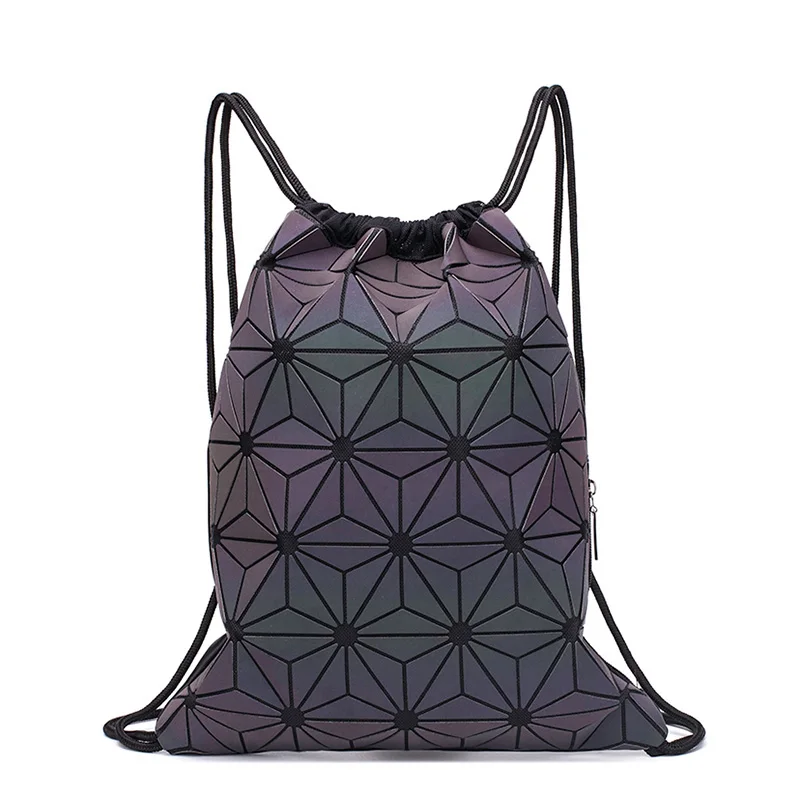 Fashion Backpack Women - Mochila holográfica con cordón para mujer,