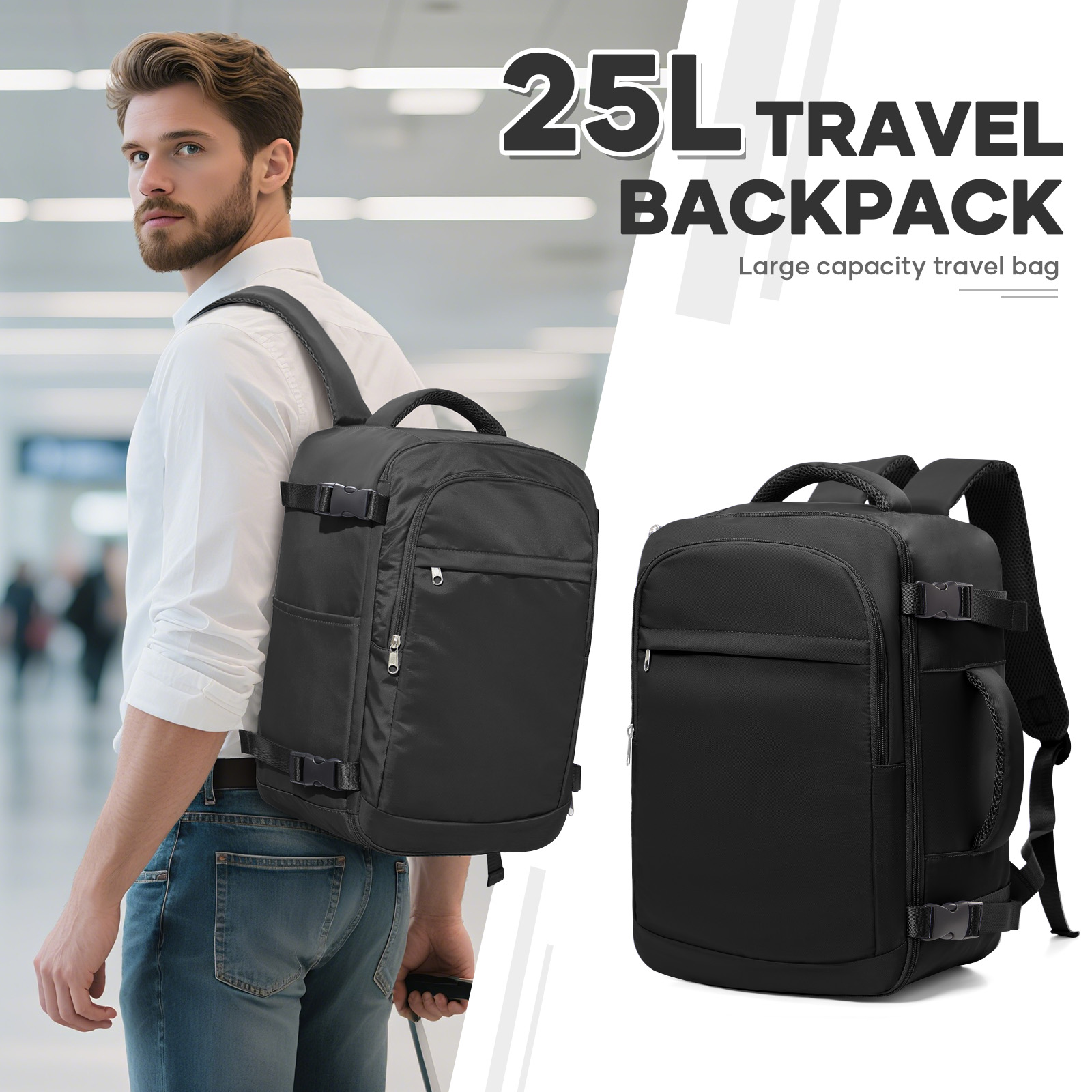 Canvas Backpack Casual - Mochila de viaje debajo del asiento