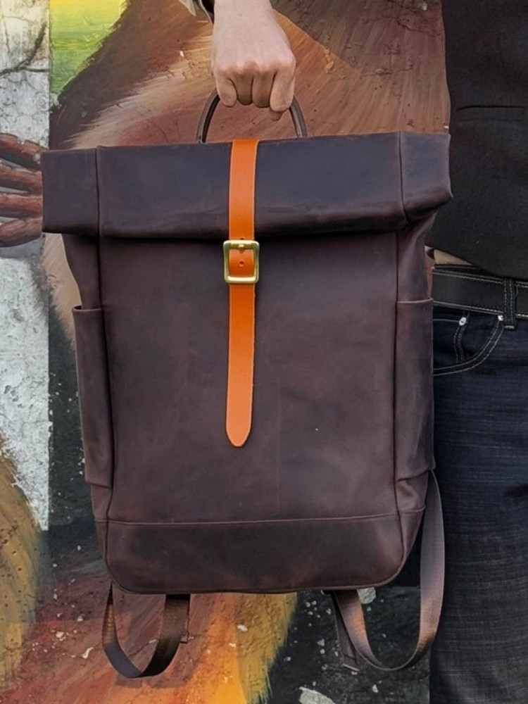 Mochila de Cuero Genuino para  - Leather Backpack Vintage reseña y precio