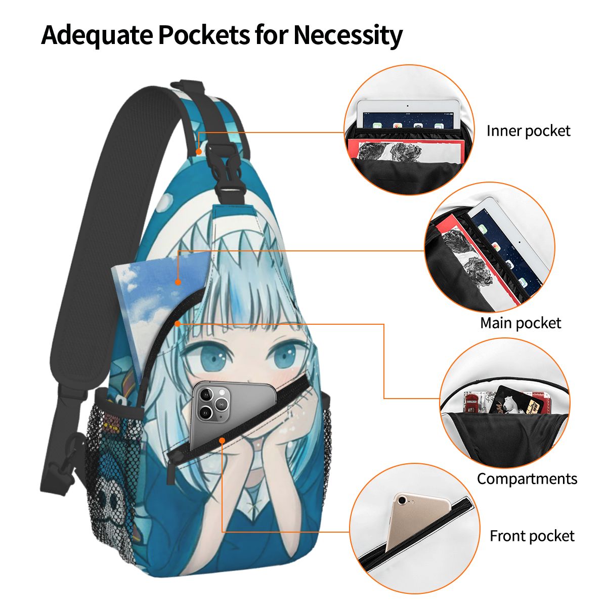Hololive Virtual Host Group Ga - Sling Backpack Shoulder reseña y precio
