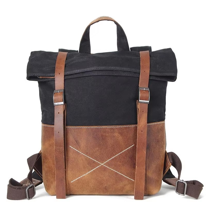 Mochila de lona encerada para  - Leather Backpack Vintage reseña y precio
