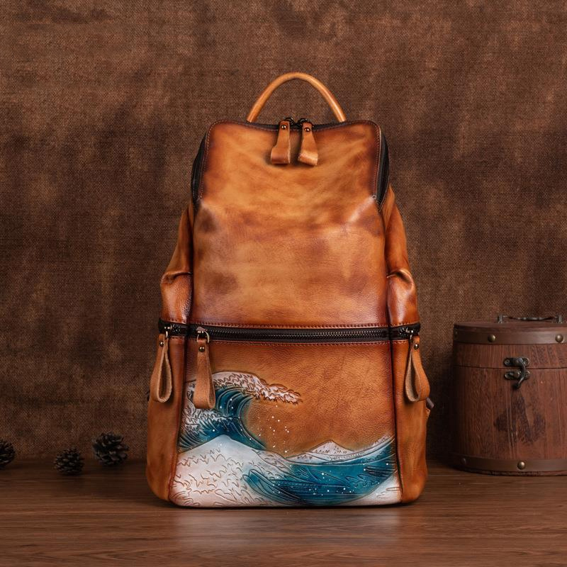 Mochila De piel auténtica para - Leather Backpack Vintage reseña y precio